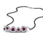 Load image into Gallery viewer, Pink-Sapphire-Heart-Halo-Diamond-Mangalsutra
