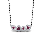 Load image into Gallery viewer, Pink-Sapphire-Heart-Halo-Diamond-Mangalsutra