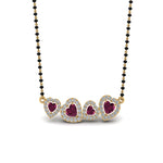 Load image into Gallery viewer, Pink-Sapphire-Heart-Halo-Diamond-Mangalsutra