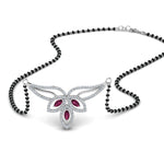 Load image into Gallery viewer, Pink-Sapphire-Petal-Mangalsutra-Pendant
