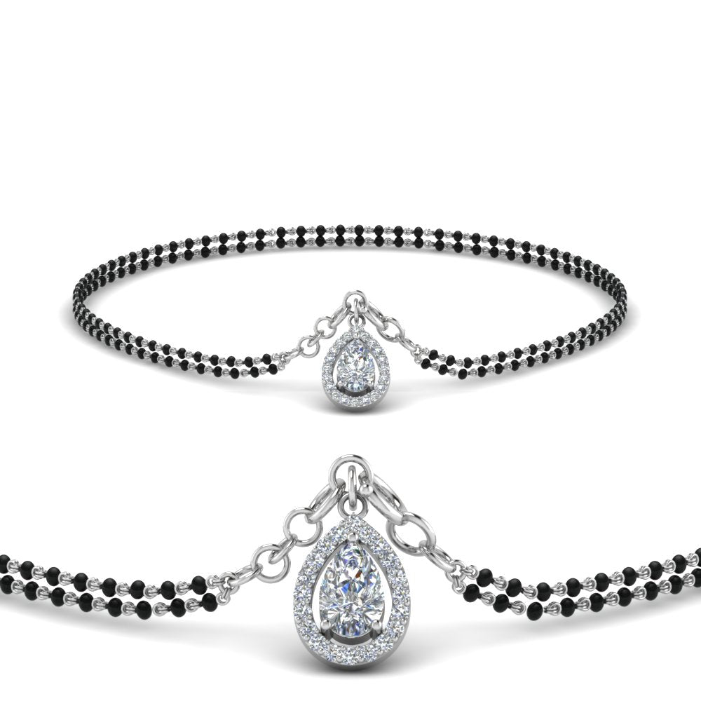 Teardrop Halo Diamond Bracelet Mangalsutra