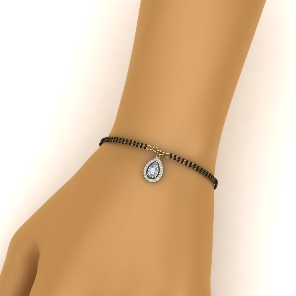 Teardrop Halo Diamond Bracelet Mangalsutra