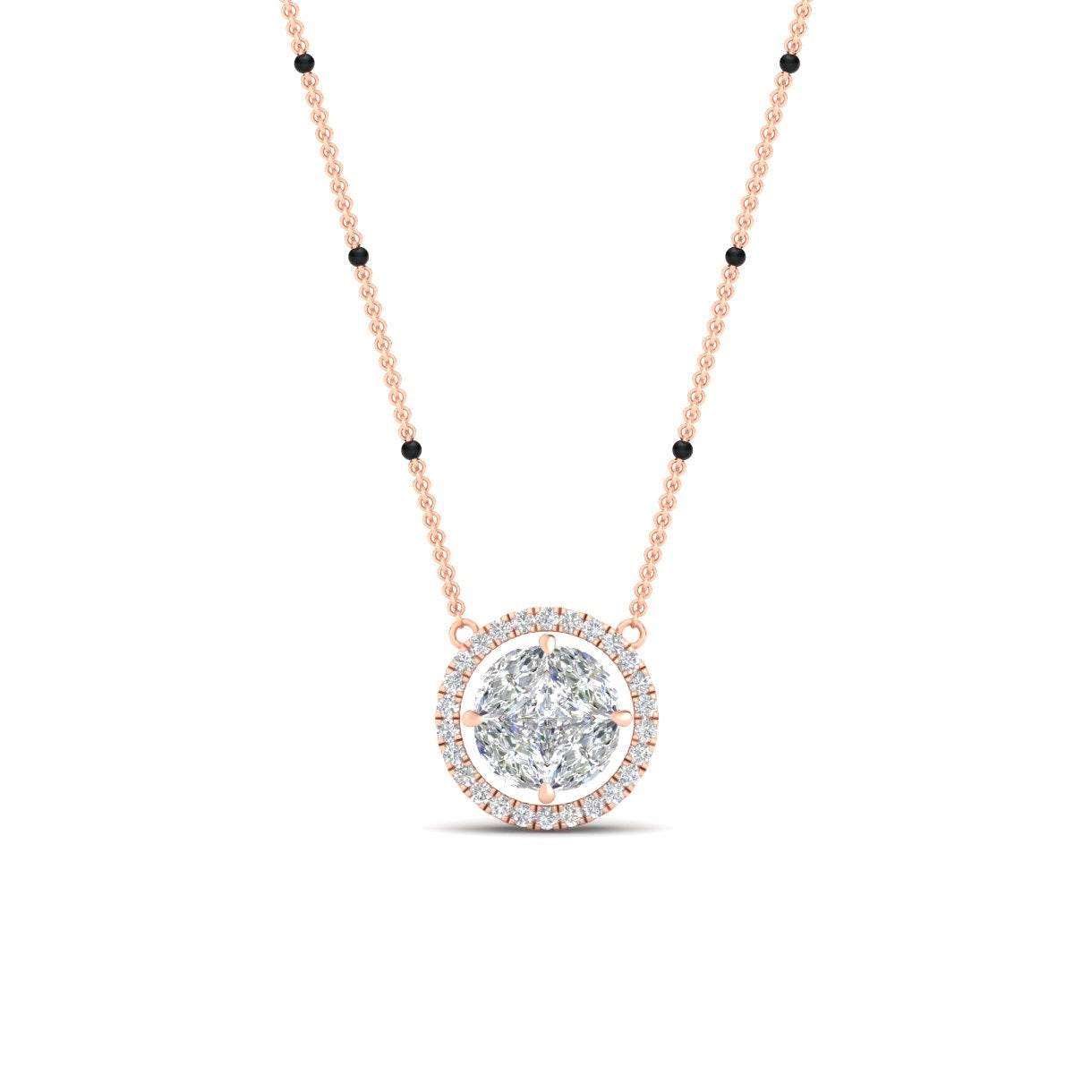 0.75 Carat Solitaire Looking Halo Diamond Mangalsutra