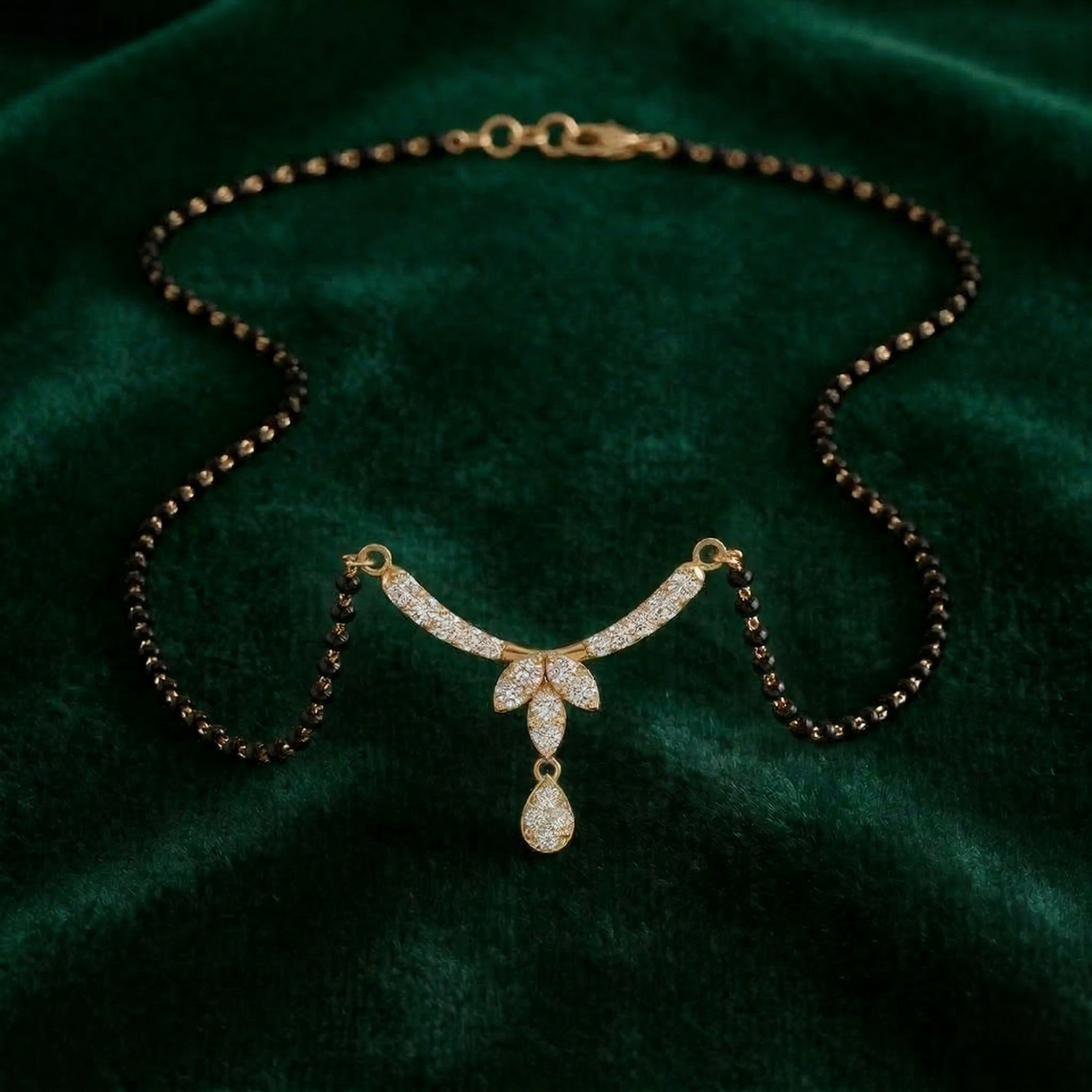 3. Tiny Floral or Leaf Motif Mangalsutra