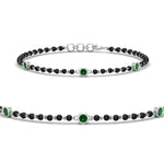 Load image into Gallery viewer, 3-stone-bezel-set-emerald-mens-station-bracelet-in-white-gold-mgsmbrc11837gemgrsleep-nl-wg.jpg