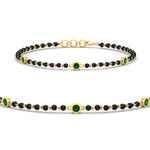 Load image into Gallery viewer, 3-stone-bezel-set-emerald-mens-station-bracelet-in-yellow-gold-mgsmbrc11837gemgrsleep-nl-yg.jpg