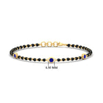 Load image into Gallery viewer, 3-stone-bezel-set-sapphire-mens-station-bracelet-in-yellow-gold-mgsmbrc11837gsablangle1-nl-yg-hw.jpg