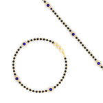 Load image into Gallery viewer, 3-stone-bezel-set-sapphire-mens-station-bracelet-in-yellow-gold-mgsmbrc11837gsablangle4-nl-yg.jpg