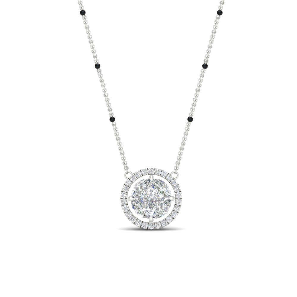 0.75 Carat Solitaire Looking Halo Diamond Mangalsutra