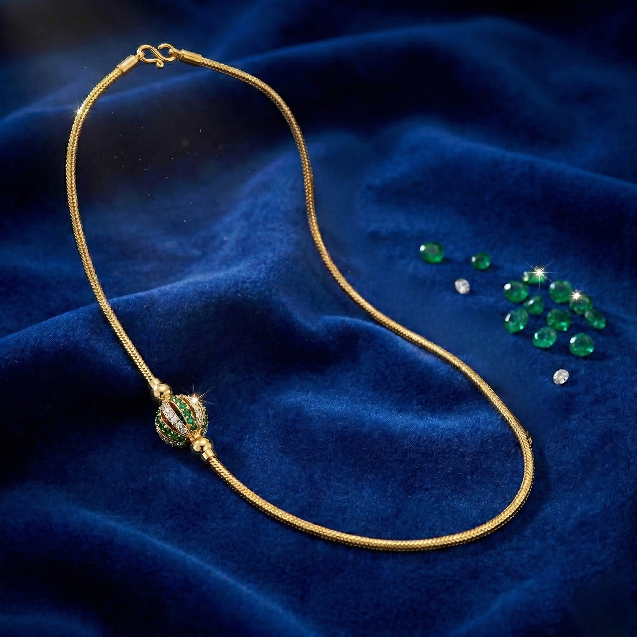 3. Gemstone-Studded Mugappu Chain