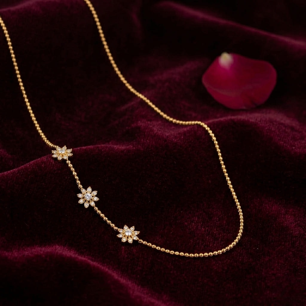 2. Floral Pattern Mugappu Chain