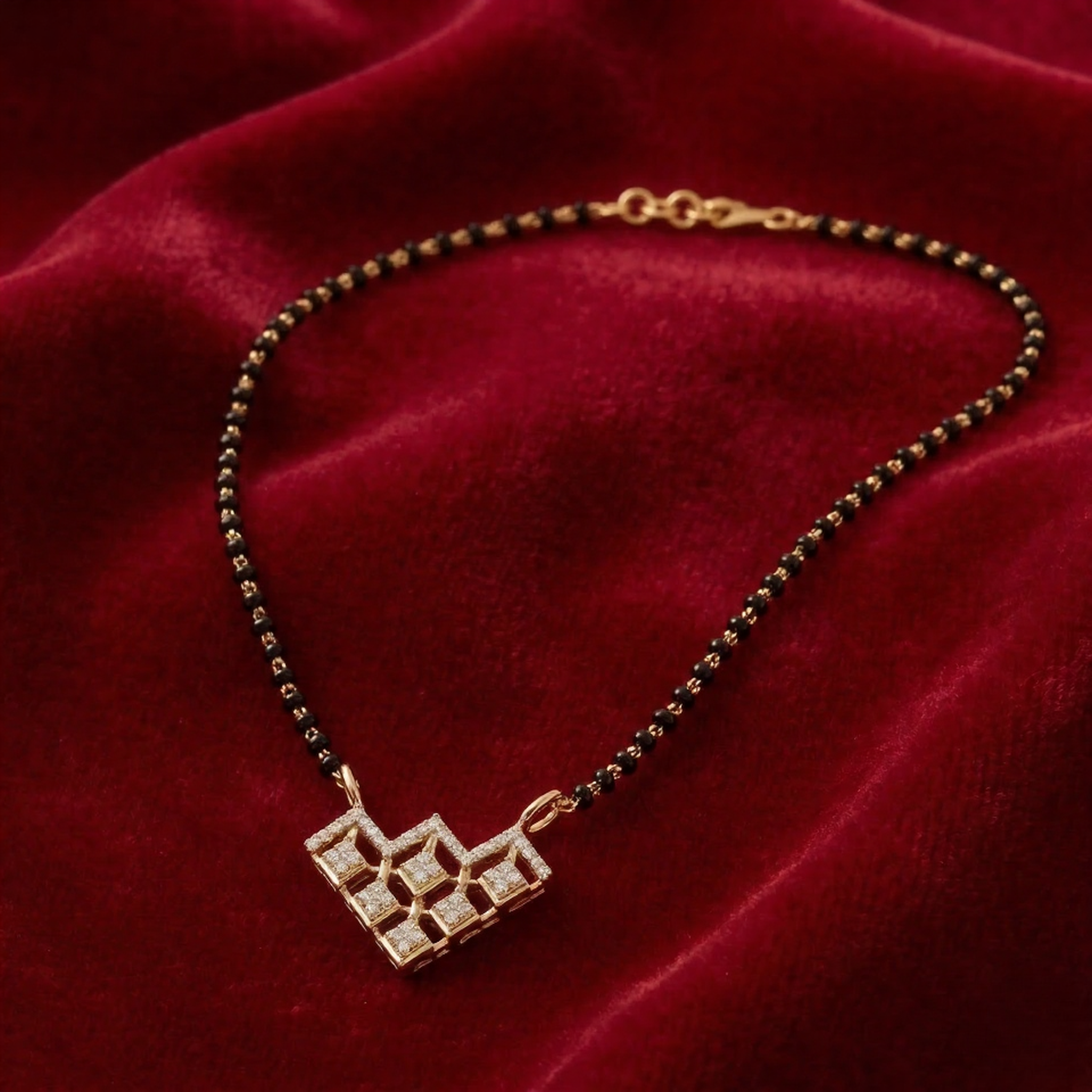 6. Geometric Diamond Mangalsutra