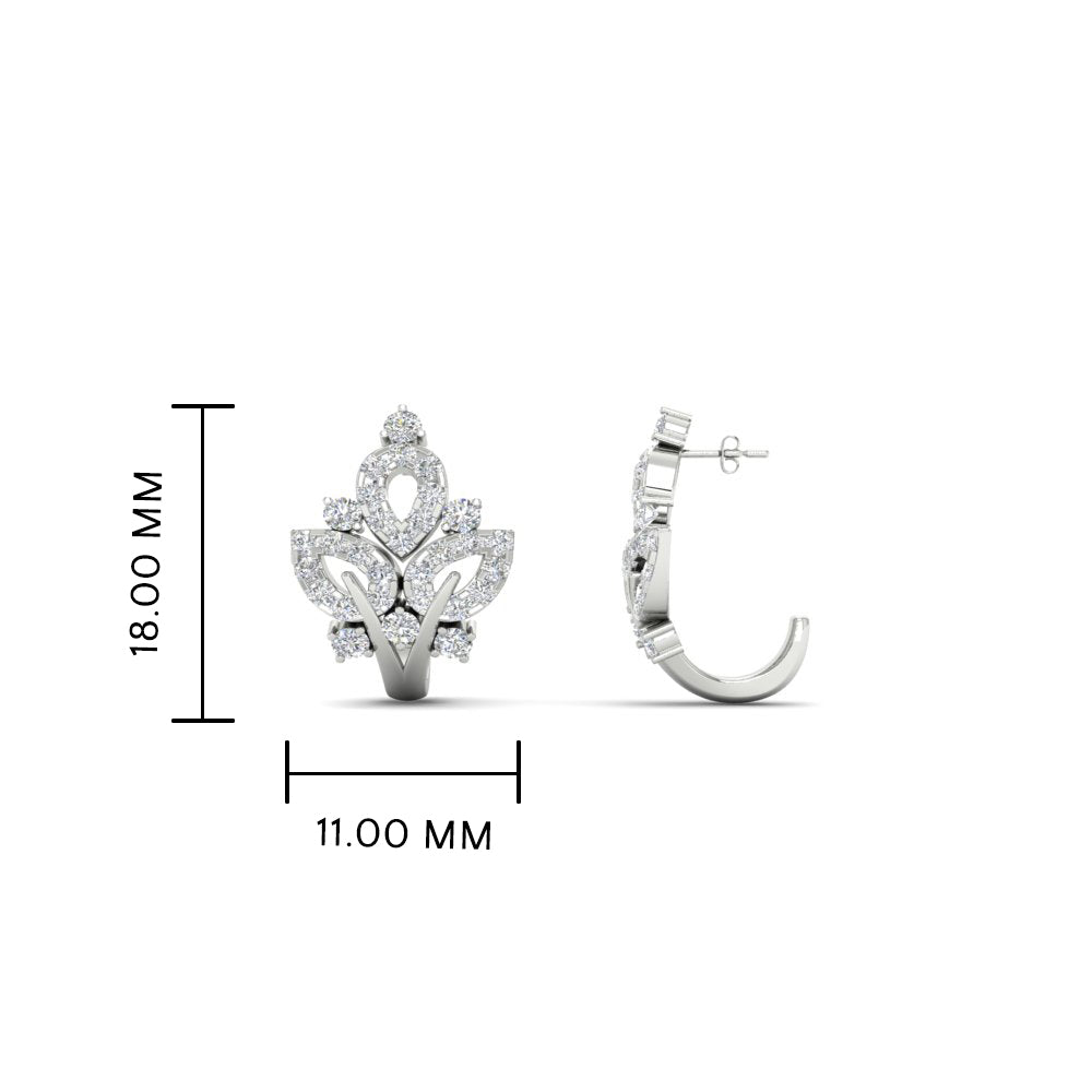 J Hoop Diamond Bali Earrings