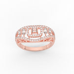 Load image into Gallery viewer, Emerald Cut Halo Cluster Wide Band Ring
