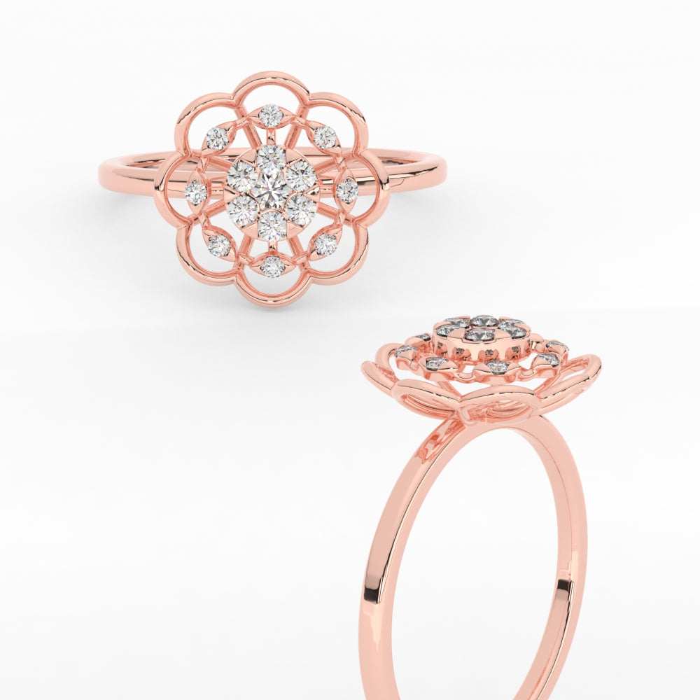 Delicate Flower Diamond Ring