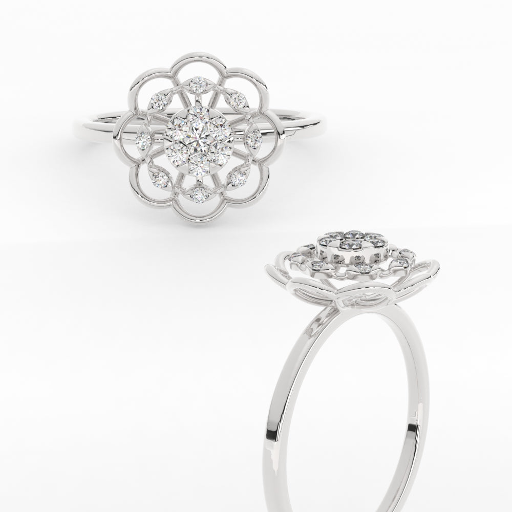 Delicate Flower Diamond Ring