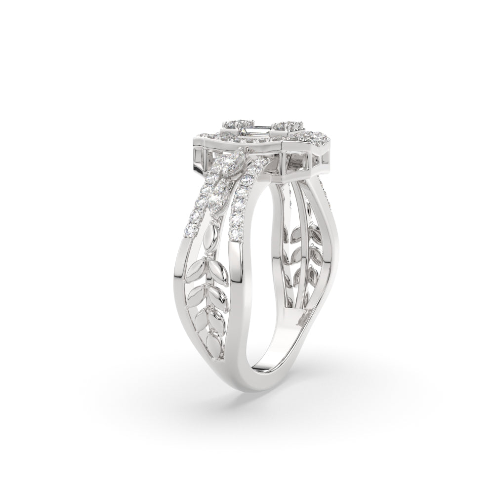 Emerald Cut Cluster Diamond Ring