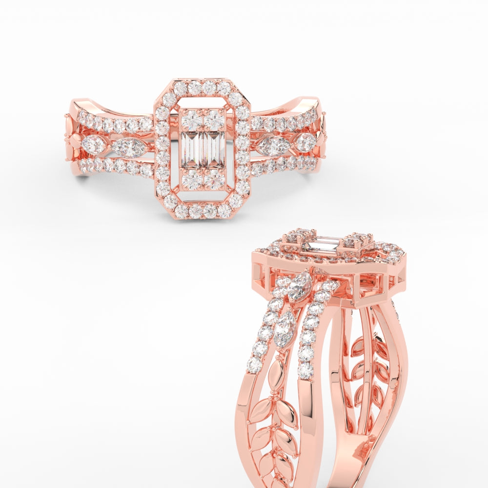 Emerald Cut Cluster Diamond Ring
