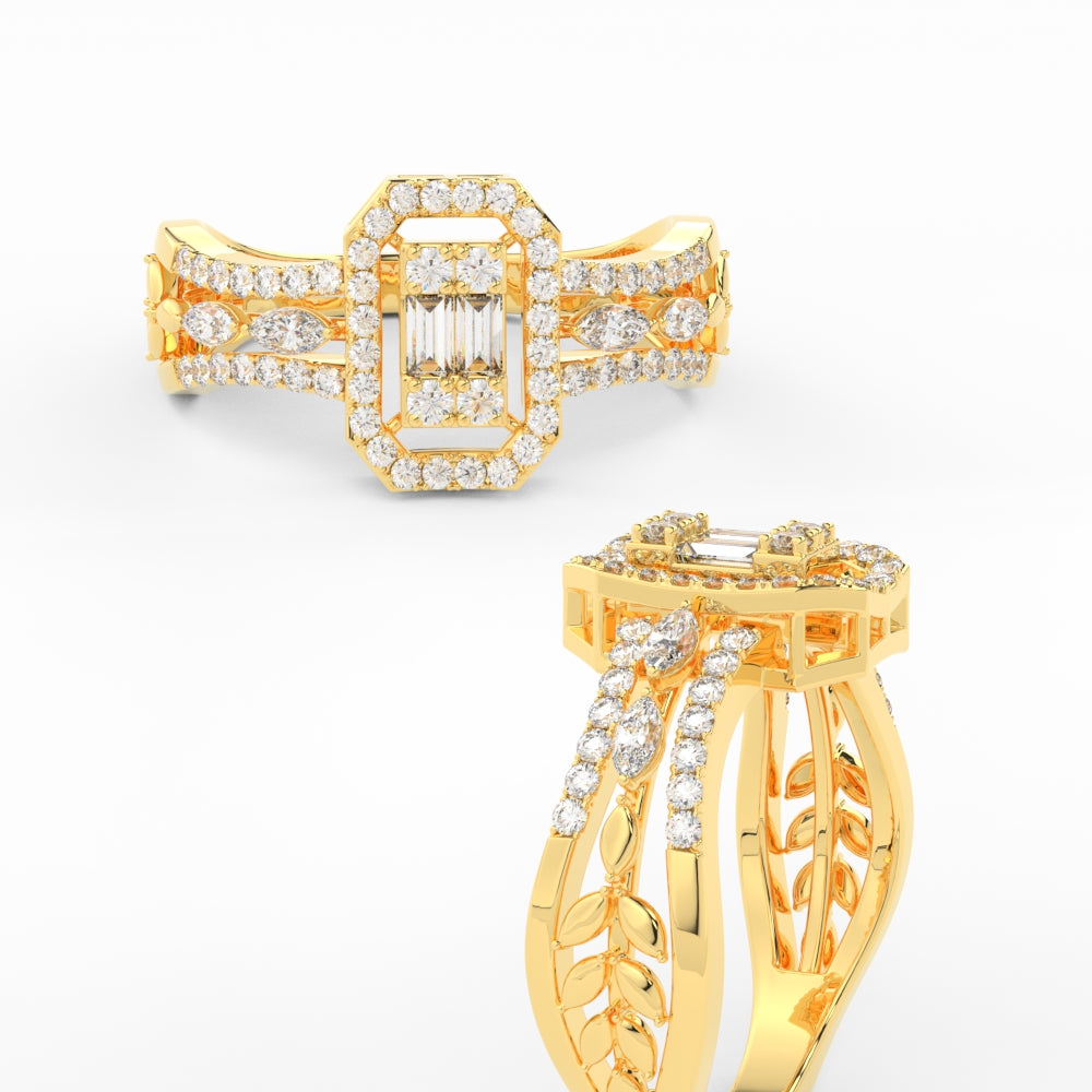 Emerald Cut Cluster Diamond Ring