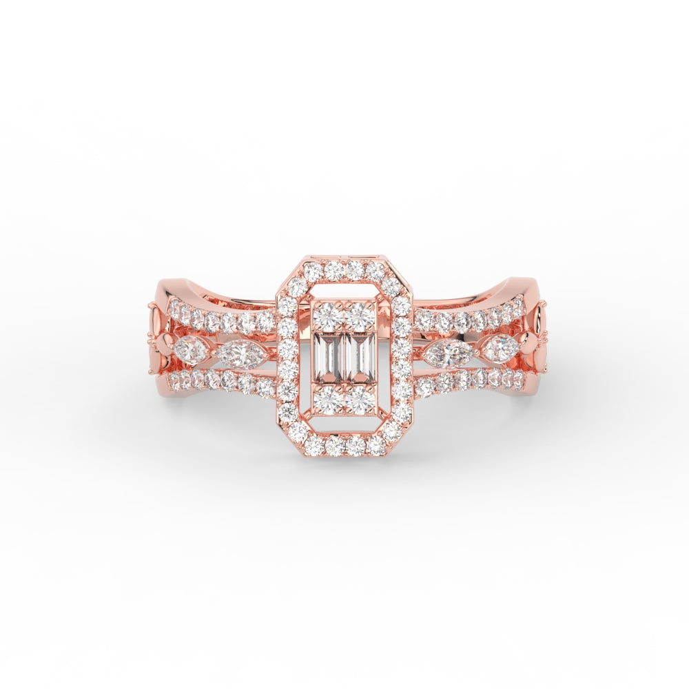 Emerald Cut Cluster Diamond Ring