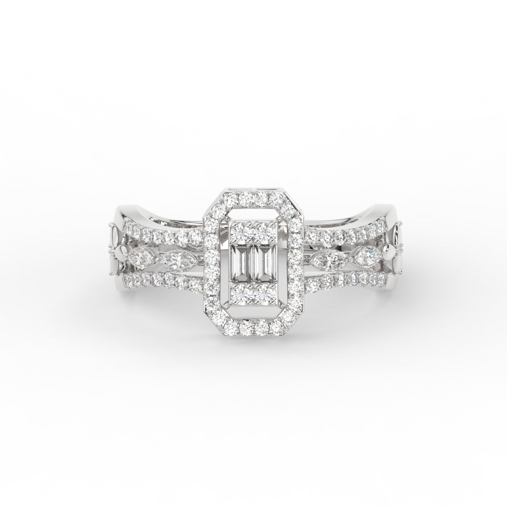 Emerald Cut Cluster Diamond Ring