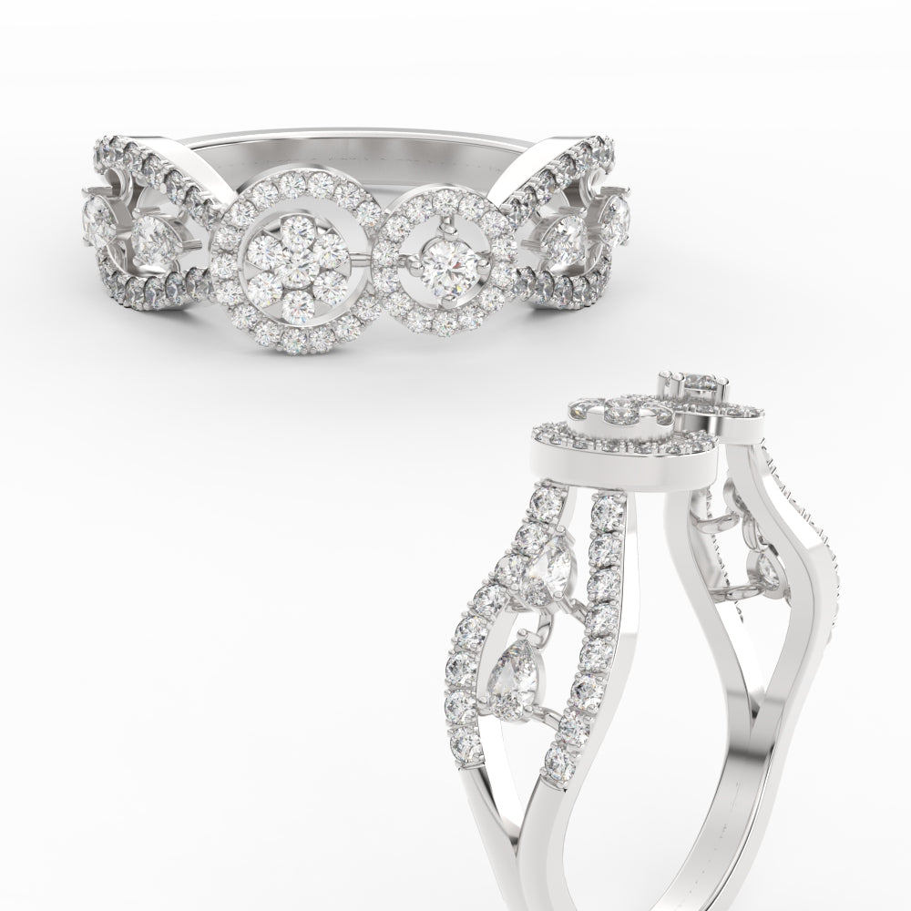 Halo Diamond Indian Style Engagement Ring