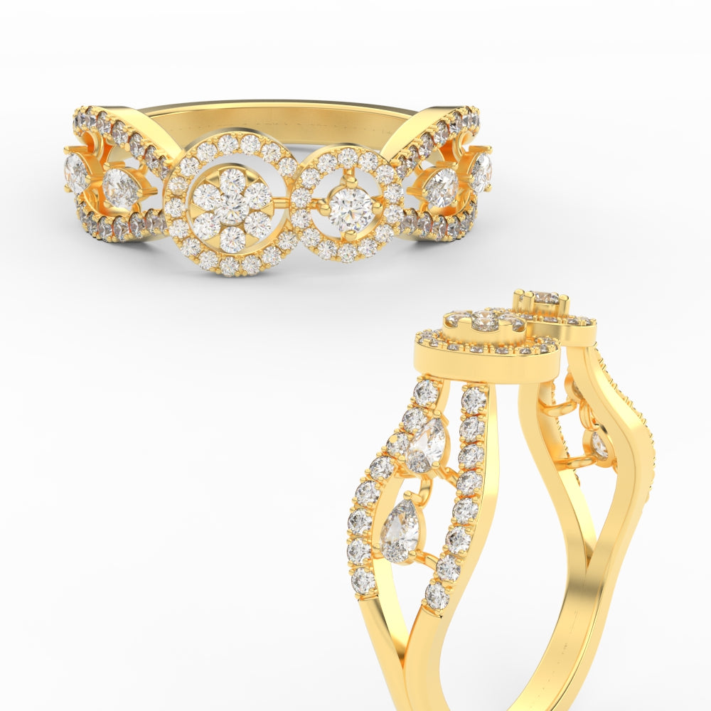 Halo Diamond Indian Style Engagement Ring