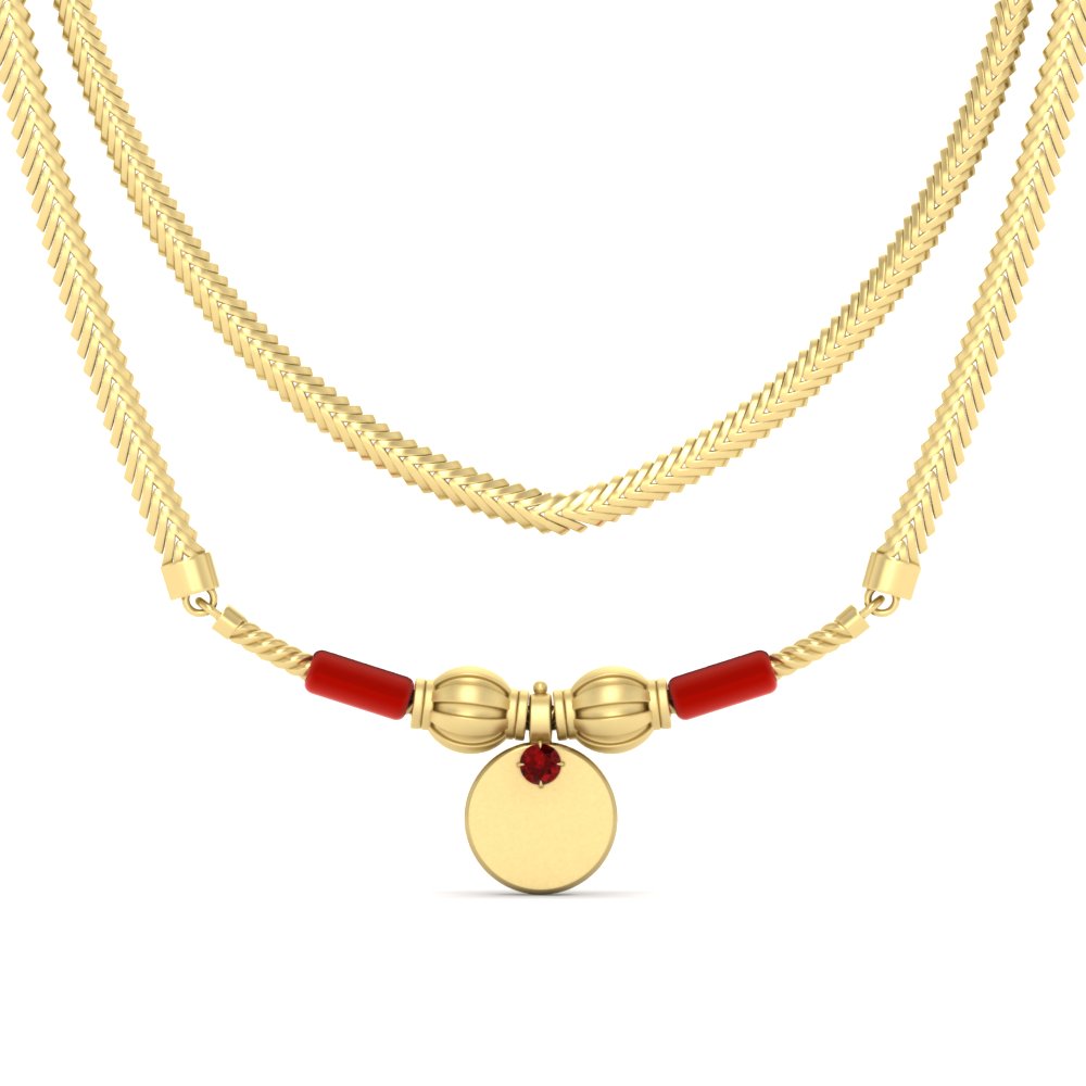 Red Coral Bars Thali Mangalyam Set – Mangalsutraonline