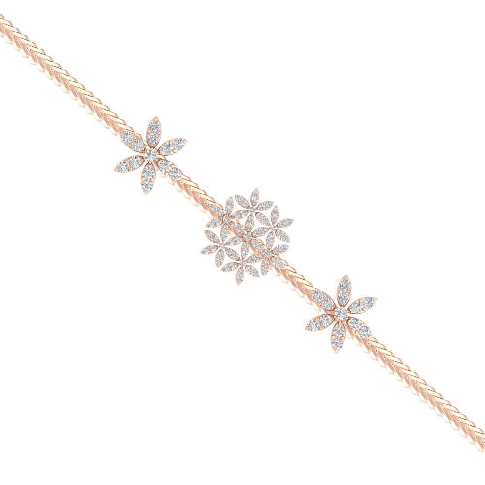 1 Carat Stunning 3 Flowers Design Diamond Mugappu Chain