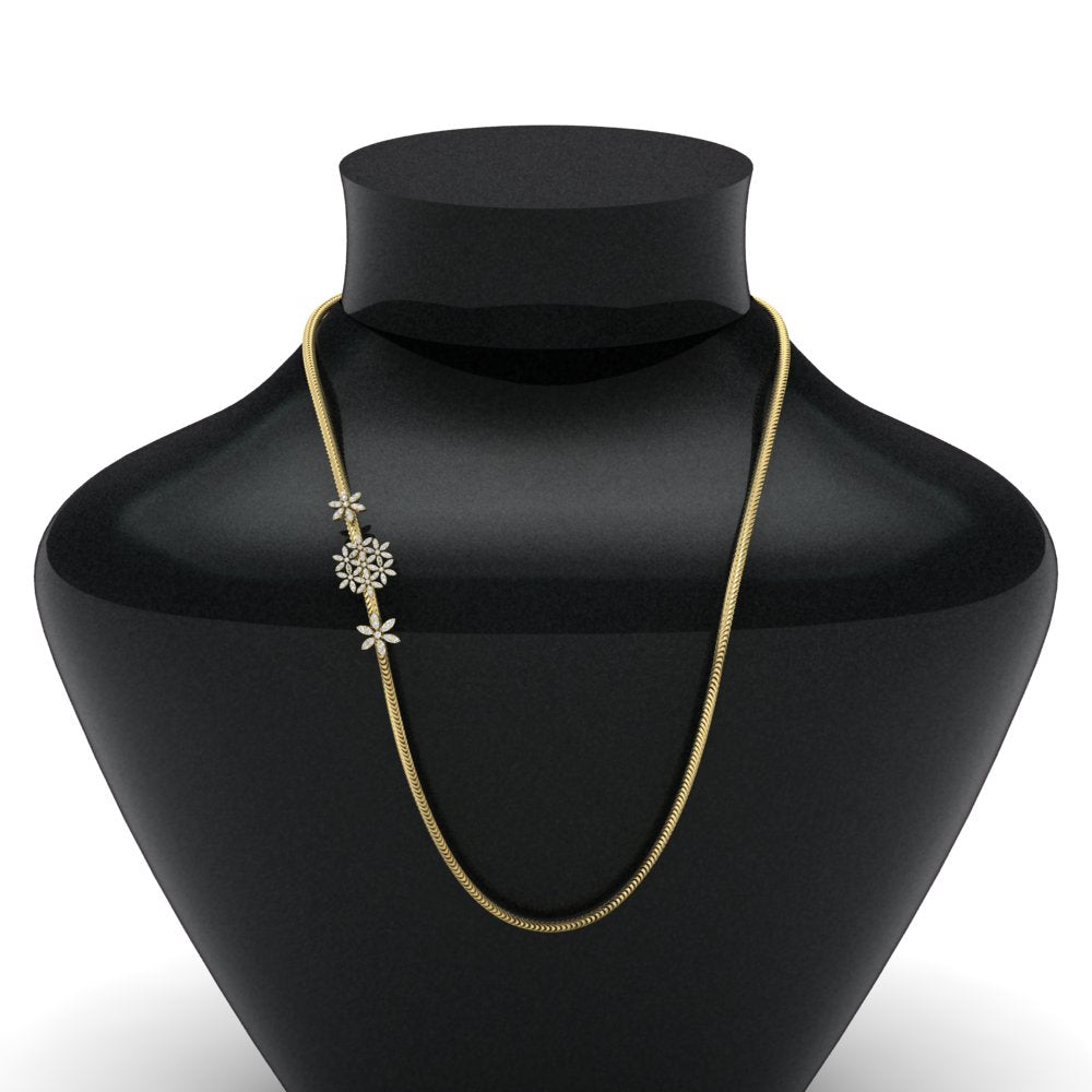 Carat Stunning Flowers Design Diamond Mugappu Chain