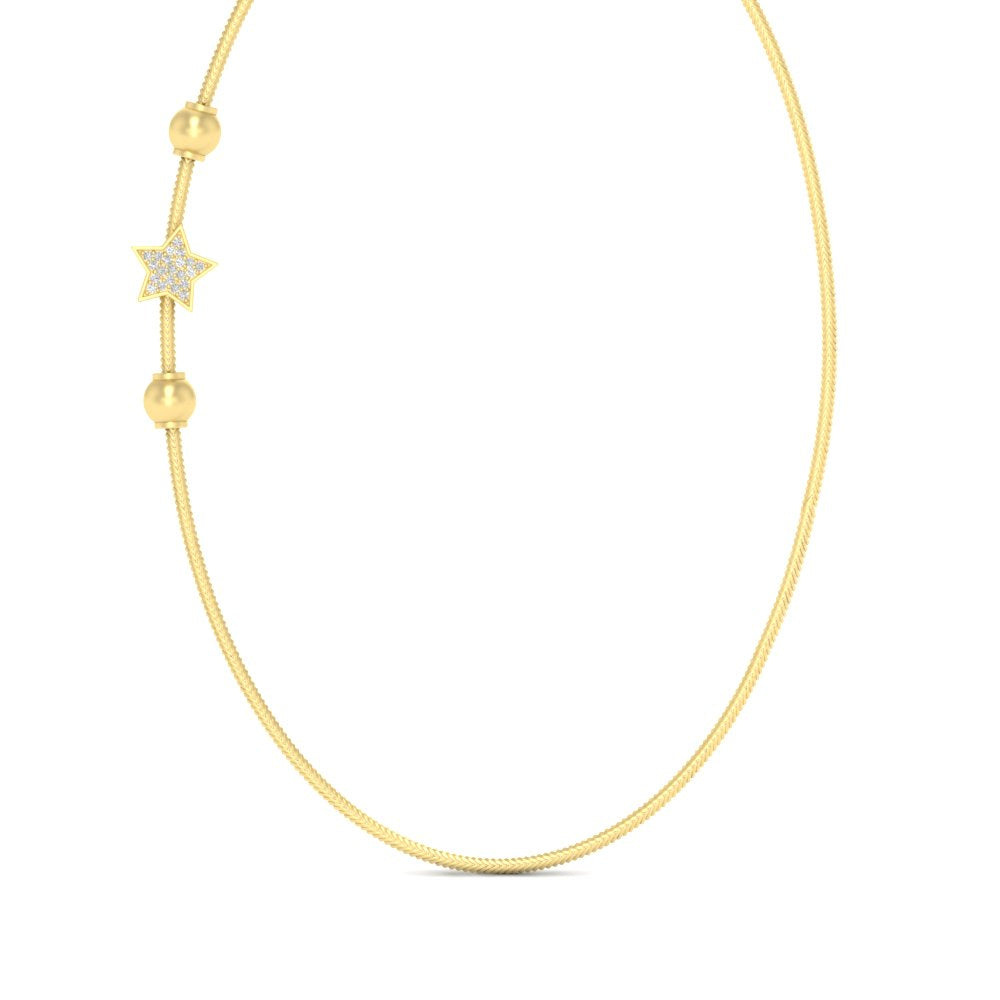 Unique White Stone Star Design Mugappu Chain