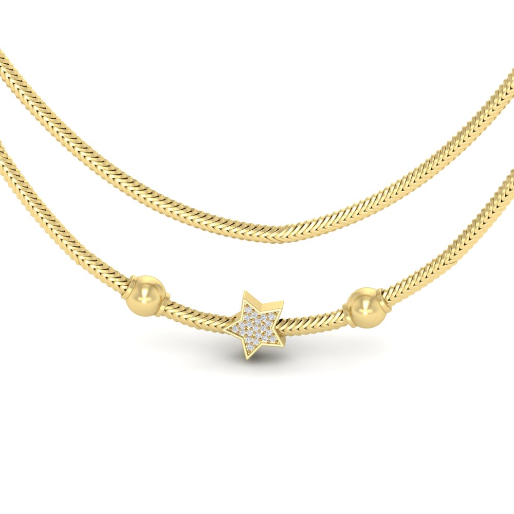 Unique White Stone Star Design Mugappu Chain