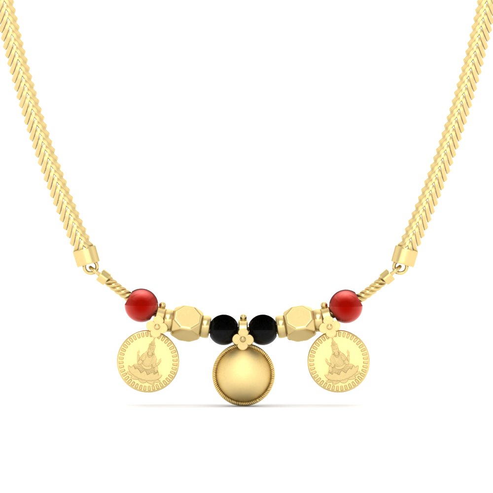 Wati Black Orange Mani Laxmi Coin Mangalyam Necklace Mangalsutraonline