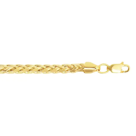 14K Gold Diamond Cut 4.1mm Wide Lite Round Wheat Chain