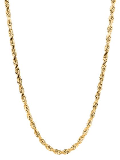 14K Yellow Gold 5mm Diamond Cut Royal Rope Chain with Lobster Lock