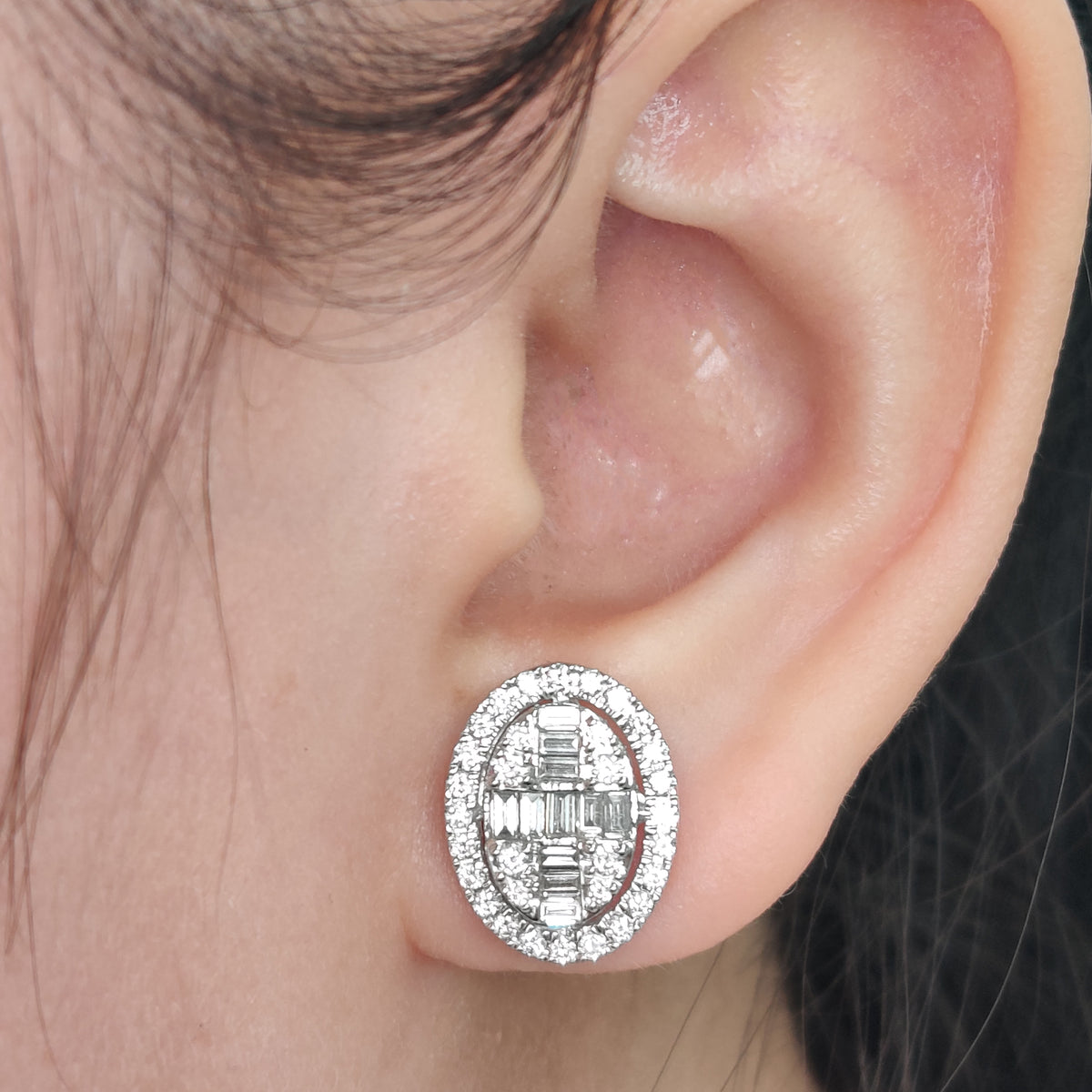Oval Shaped Baguette Diamond Fancy Stud Earrings – Mangalsutraonline