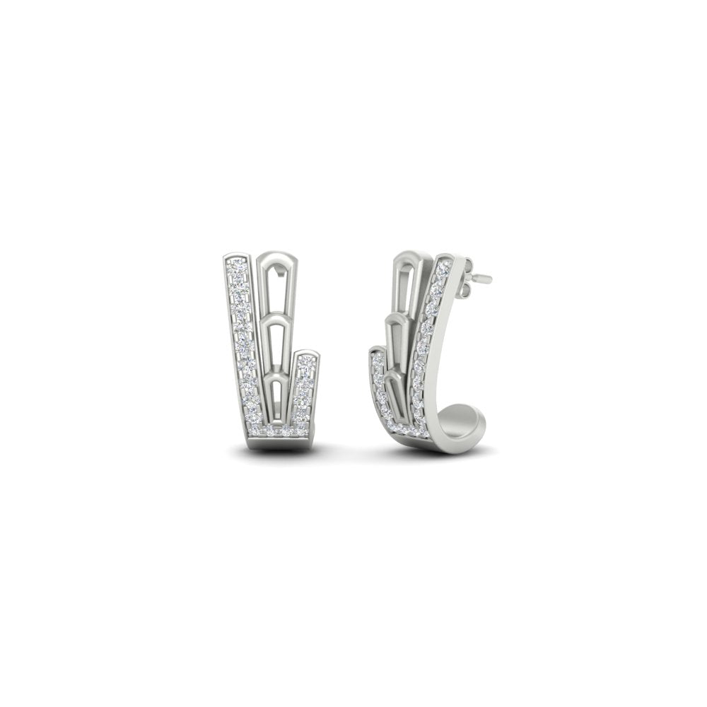 Beautiful Diamond J Hoop Earrings