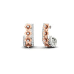 Load image into Gallery viewer, Beautiful Flower Two Tone Diamond J Hoops Earrings
