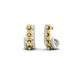 Load image into Gallery viewer, Beautiful Flower Two Tone Diamond J Hoops Earrings