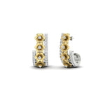 Load image into Gallery viewer, Beautiful Flower Two Tone Diamond J Hoops Earrings
