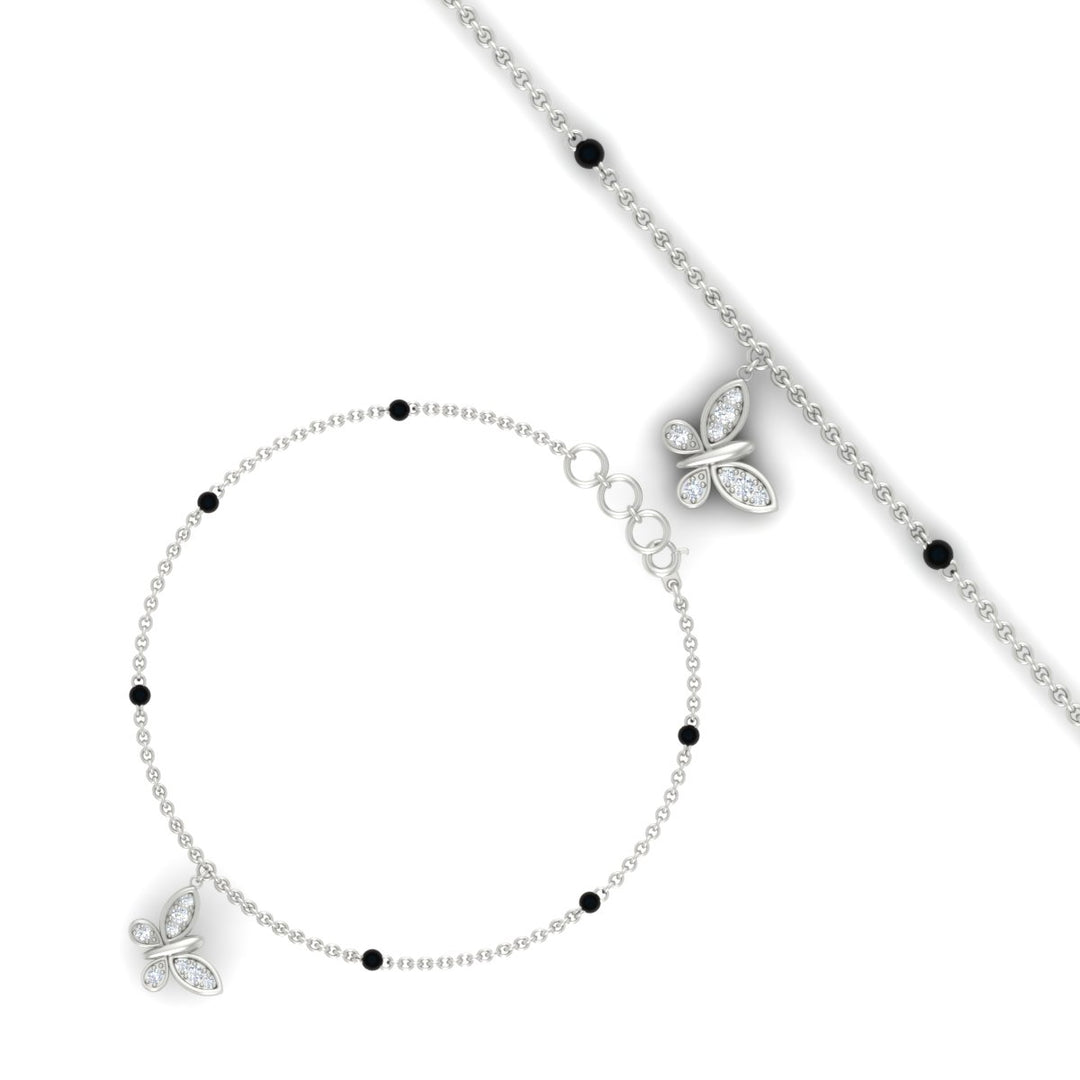 Butterfly Diamond Mangalsutra Chain Bracelet