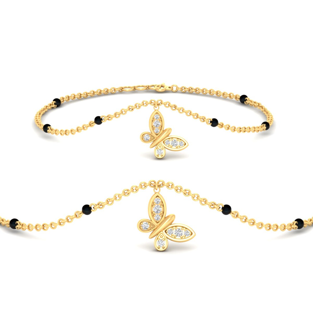 Butterfly Diamond Mangalsutra Chain Bracelet