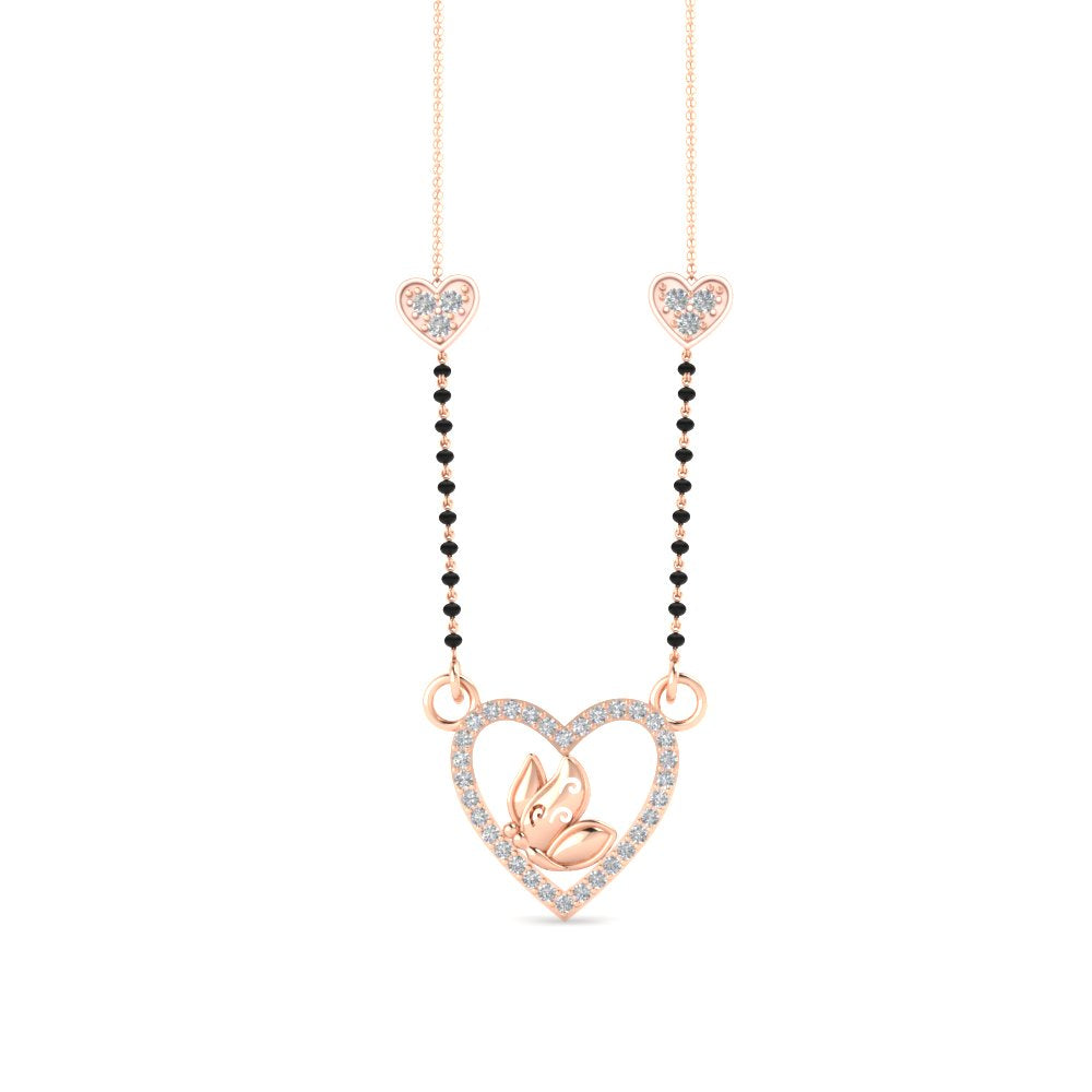 Butterfly Heart Cute Diamond Mangalsutra Mangalsutraonline