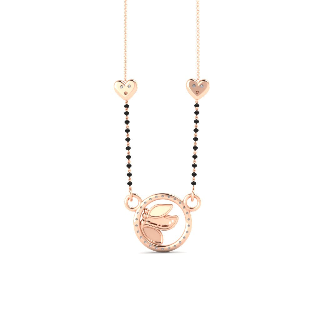 Circle Butterfly Necklace Diamond Mangalsutra