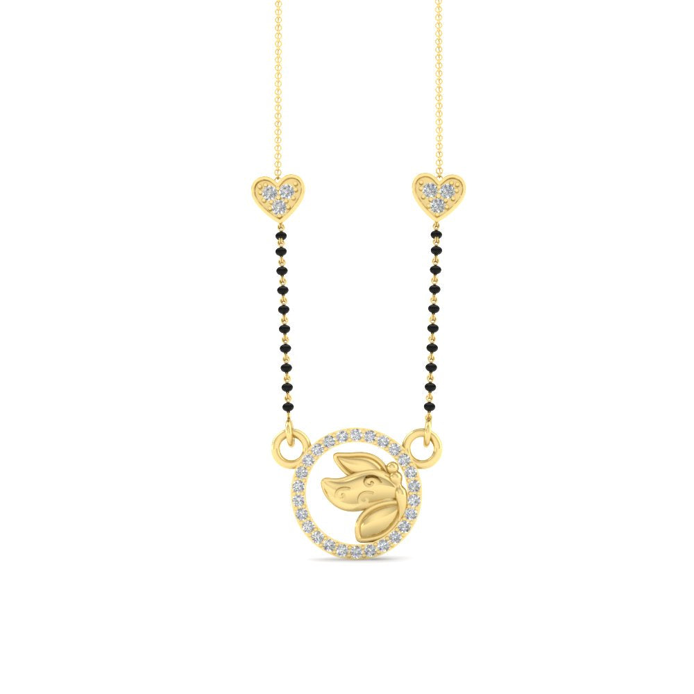 Circle Butterfly Necklace Diamond Mangalsutra