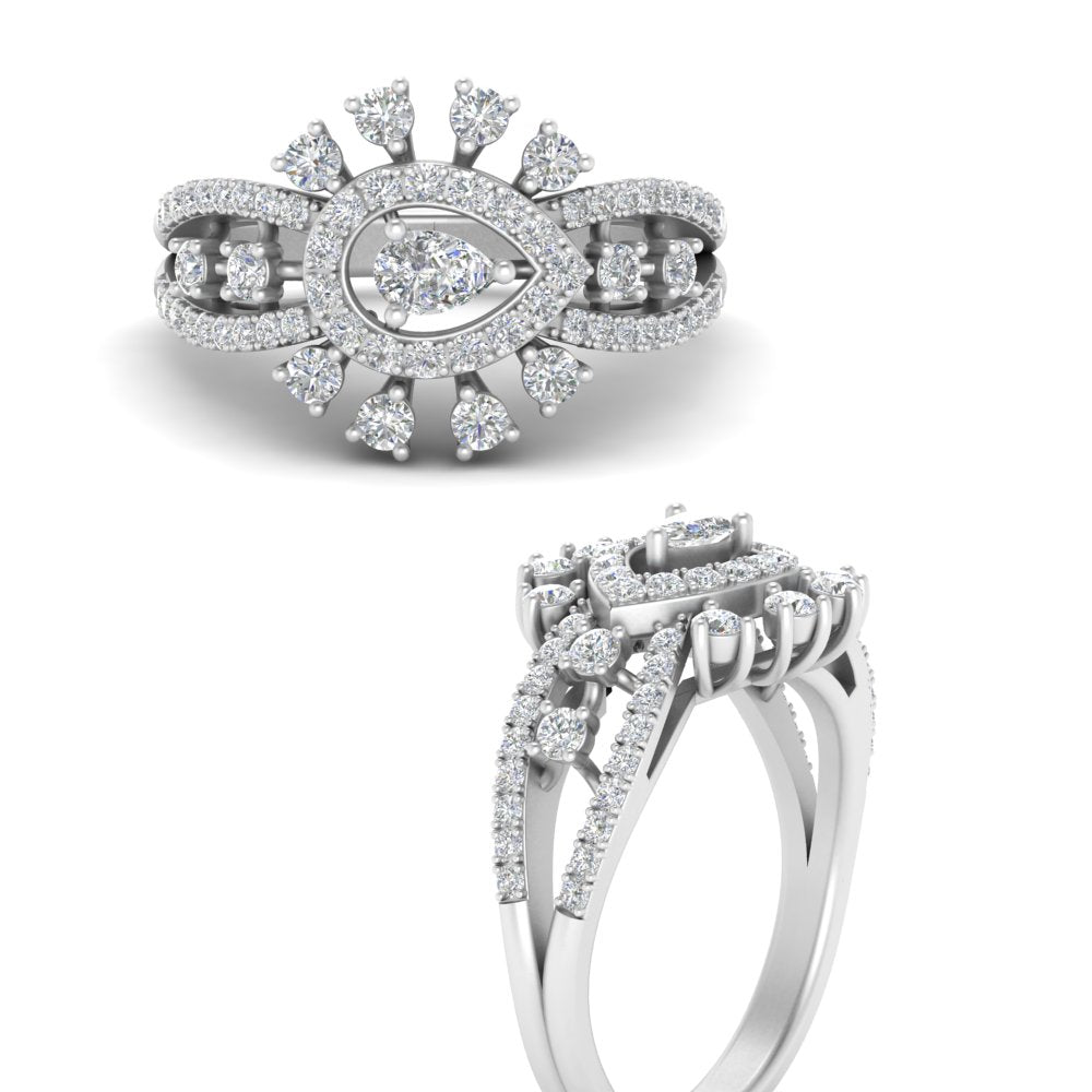 14K White Gold 3 Row Diamond Ring 1.35ct Luxurman Wedding Band 890237