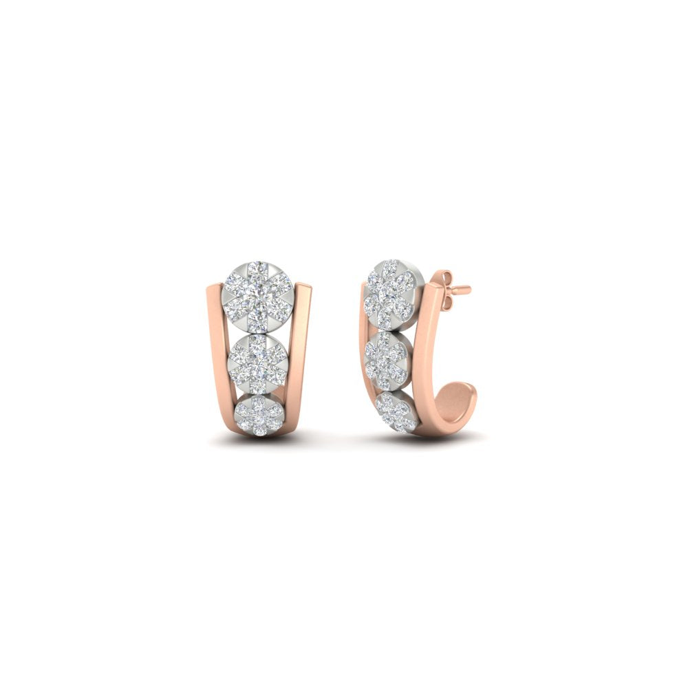 Cute J Hoop Diamond Bali Earrings