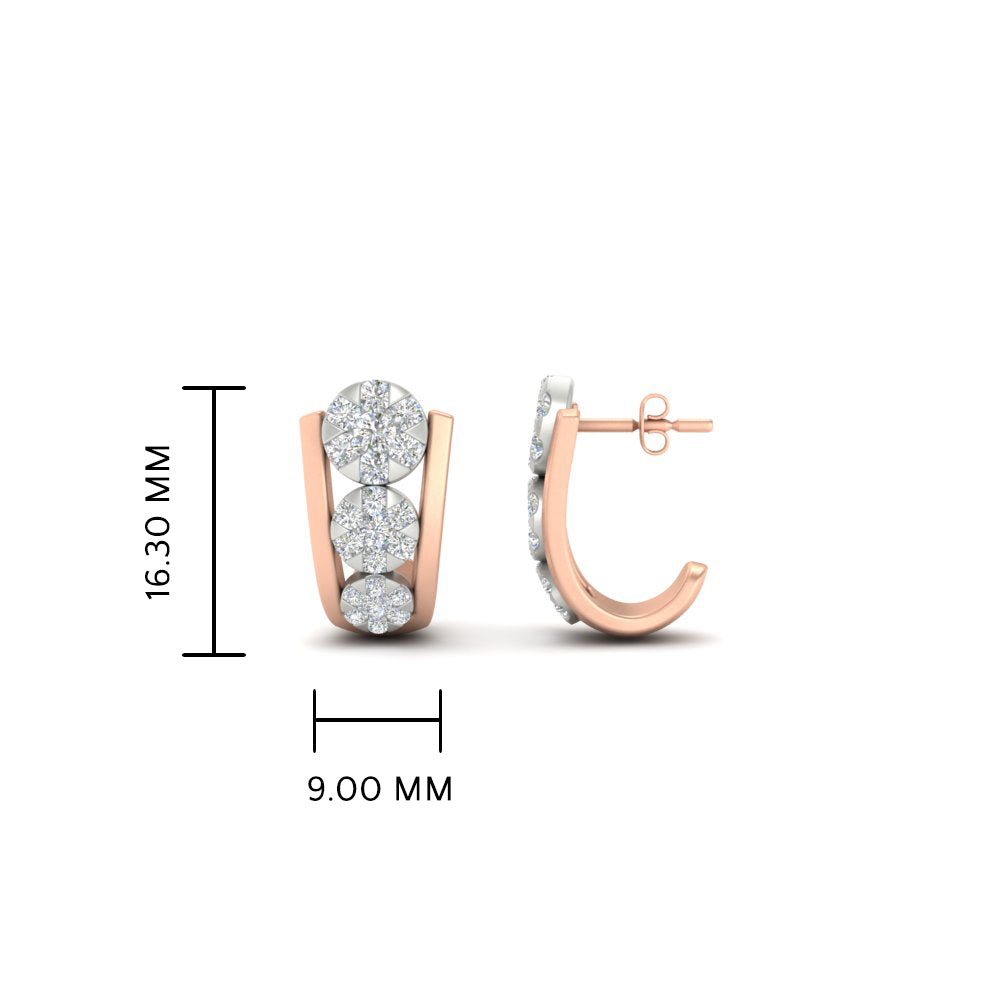 Cute J Hoop Diamond Bali Earrings