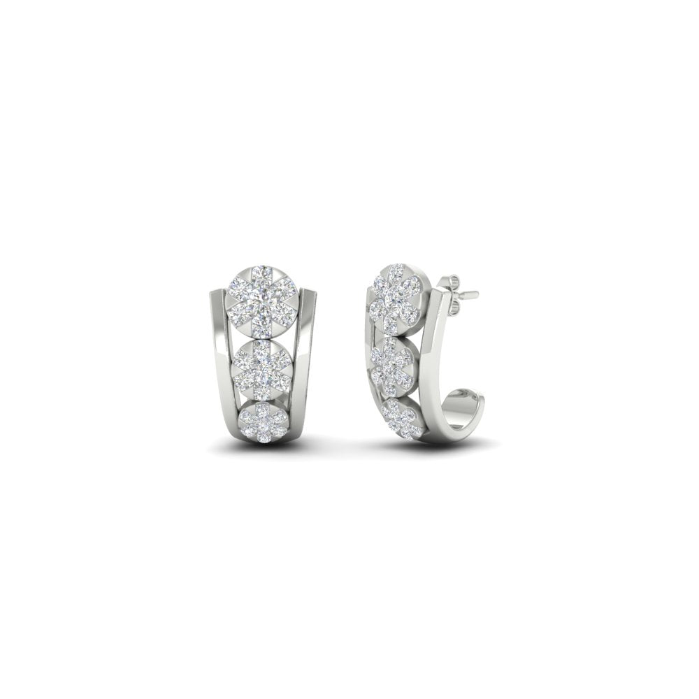 Cute J Hoop Diamond Bali Earrings