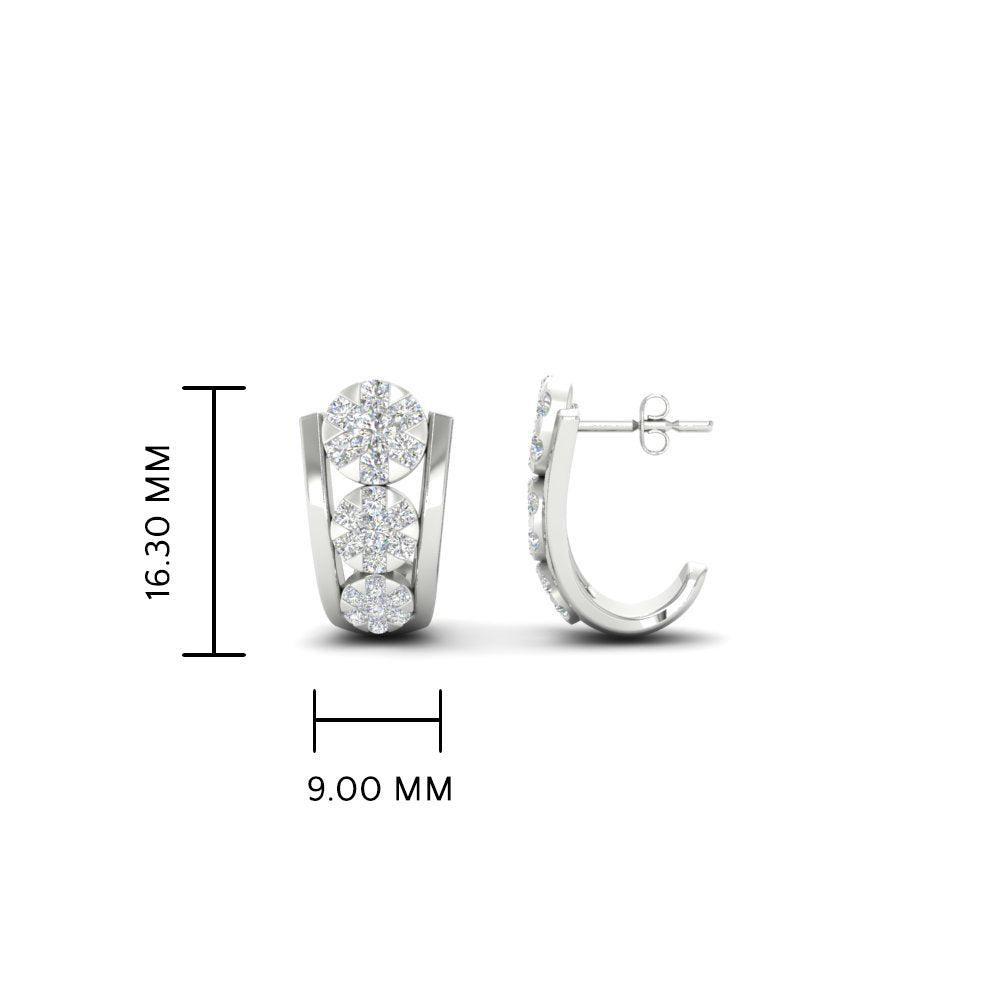 Cute J Hoop Diamond Bali Earrings